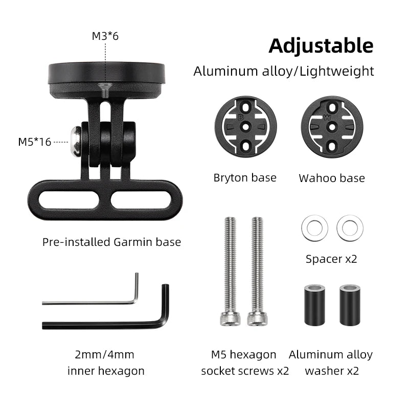 Soporte de bicicleta ROCKBROS, soporte de lámpara de luz delantera, soporte de extensión de aleación de aluminio para ordenador de bicicleta, soporte Wahoo Bryton Garmin - Corporación Turística