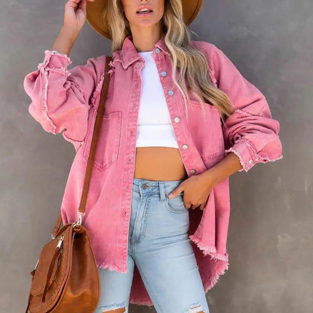 Plus size women's denim jacket from Corporación Turística, casual streetwear style with front pockets and classic blue wash.