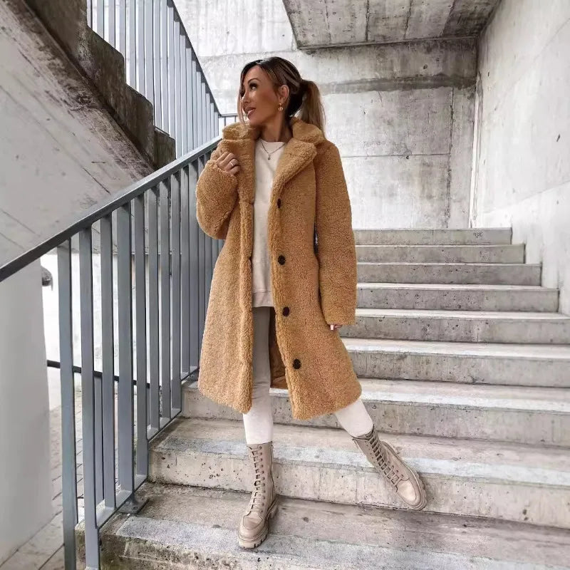2025 Otoño e Invierno nueva moda abrigo largo de mujer de...