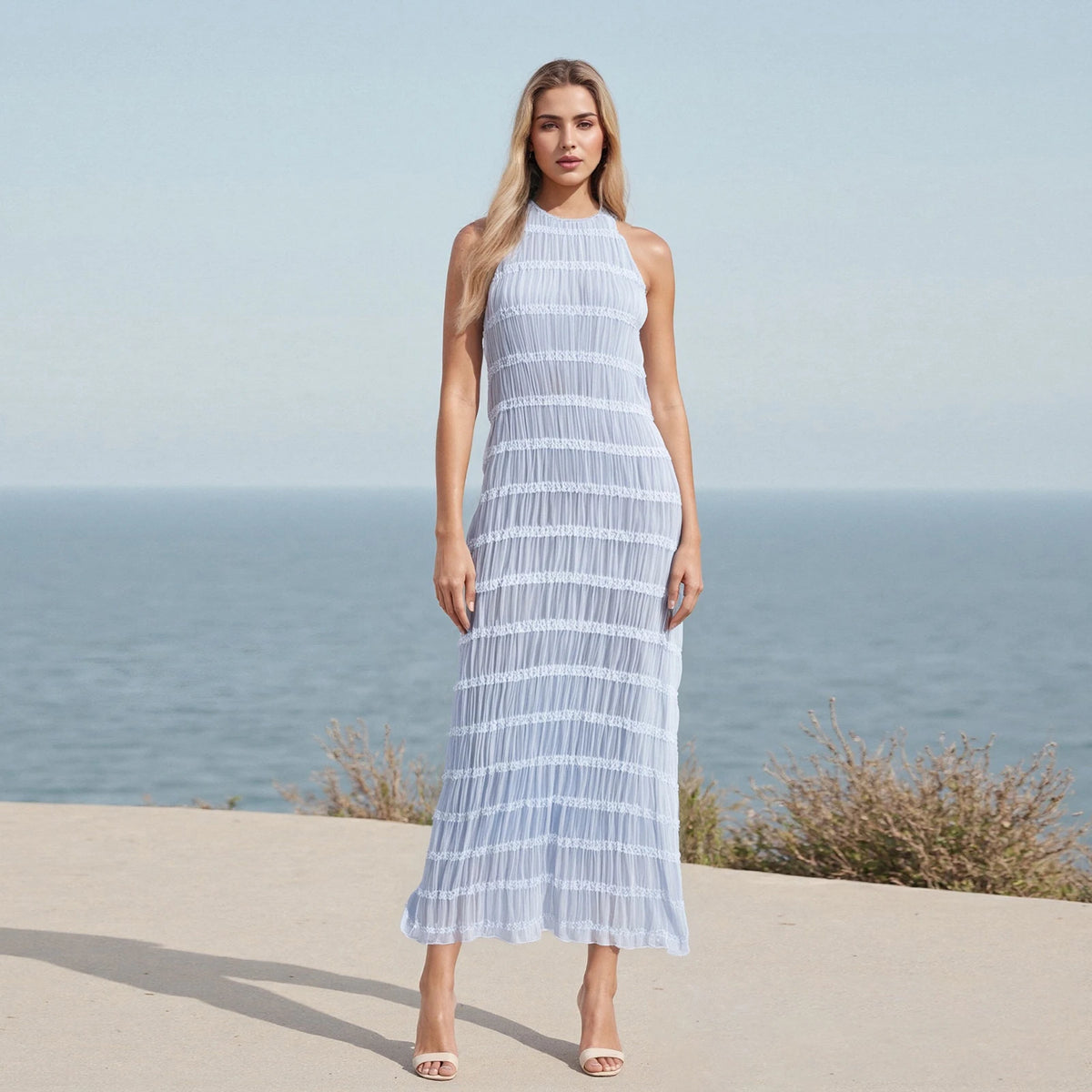 Vestido de cóctel fruncido elegante para mujer, vestido l...