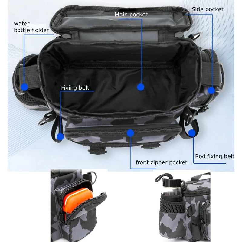 Mochila de Pesca, Bolsa de Cintura para Almacenamiento, B...