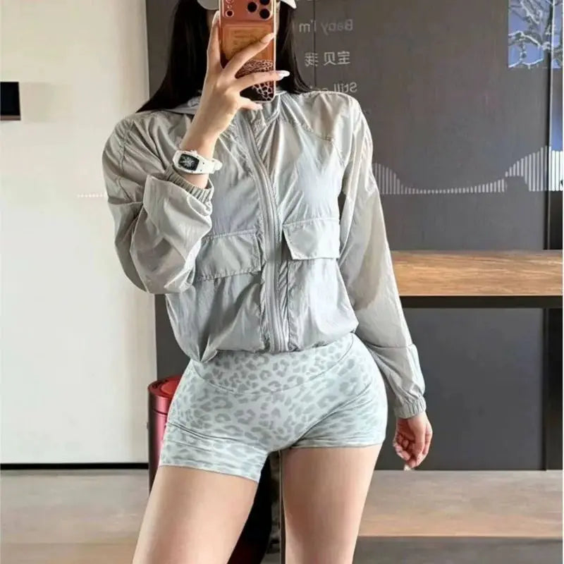 Shorts Deportivos de Cintura Alta con Estampado de Leopar...