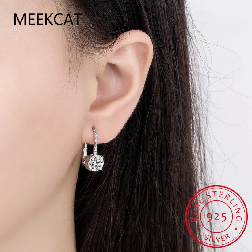 Pendientes de Aro de Oro de 18K con Moissanita de 2 Quila...