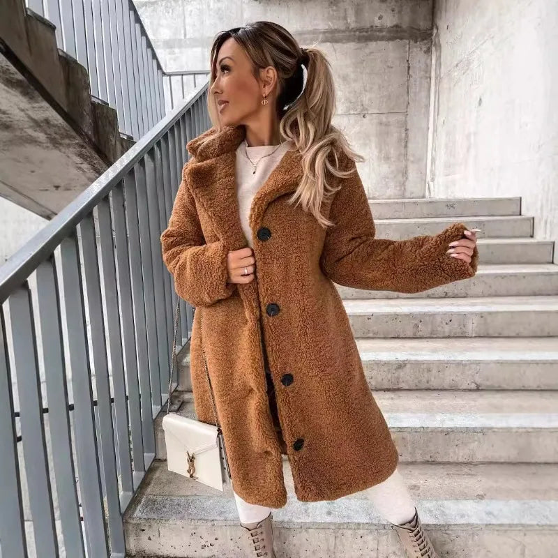 2025 Otoño e Invierno nueva moda abrigo largo de mujer de...