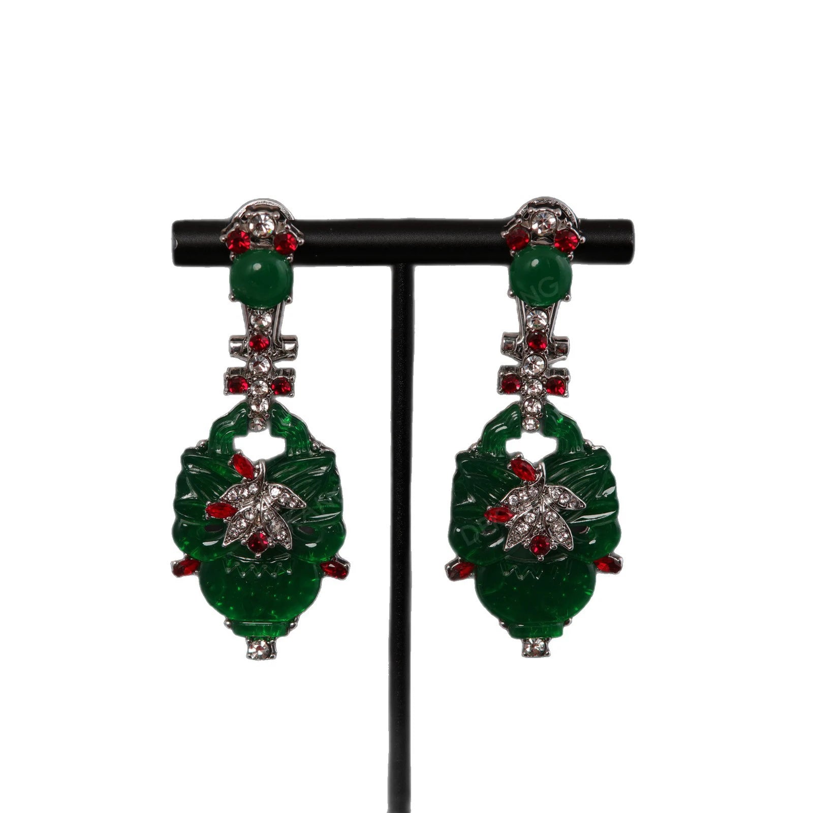 Pendientes de color verde esmeralda de estilo chino nuevo...