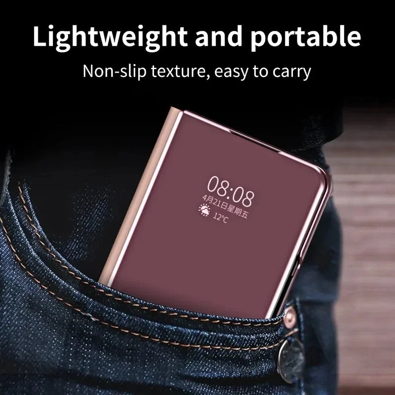 Luxury Smart Protective Phone Case with Mirror for Samsung, featuring sleek design and durable material by Corporación Turística.