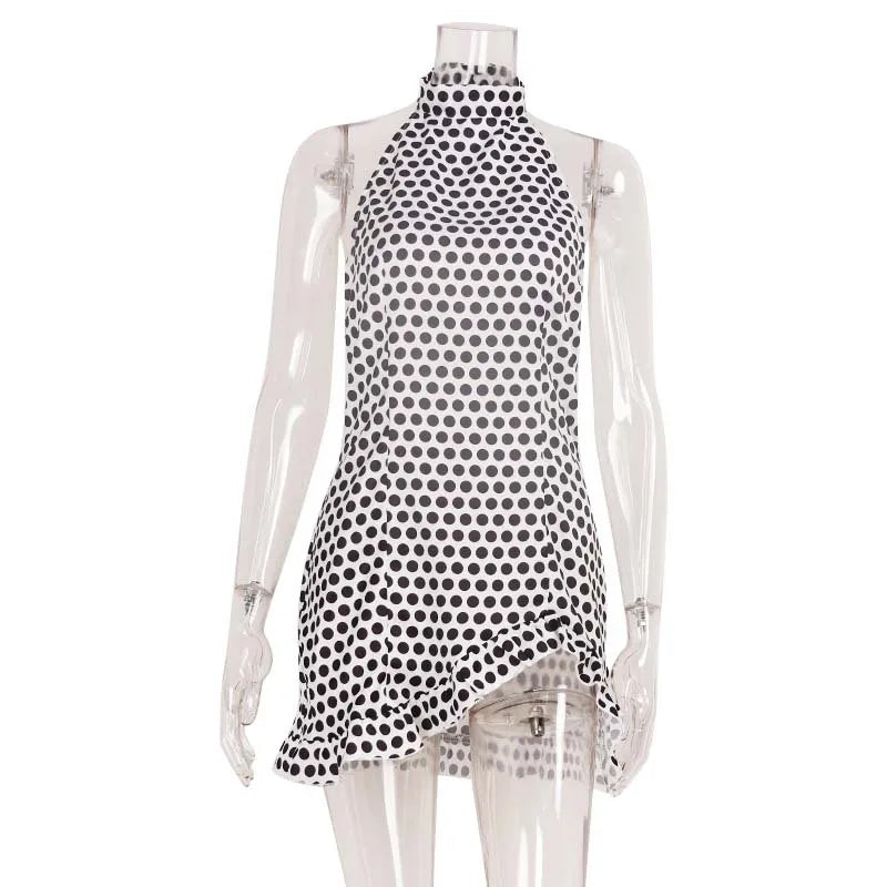 Vestido Halter de Verano 2026 con Estampado de Puntos par...