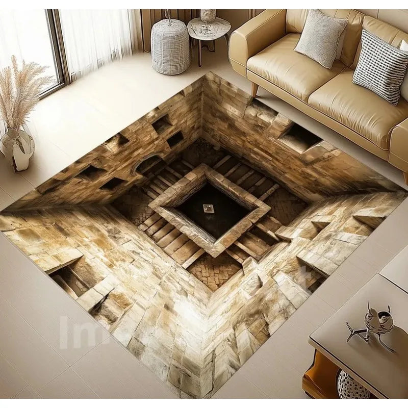 Alfombra Abyss infinita con ilusión óptica 3D, lavable a ...