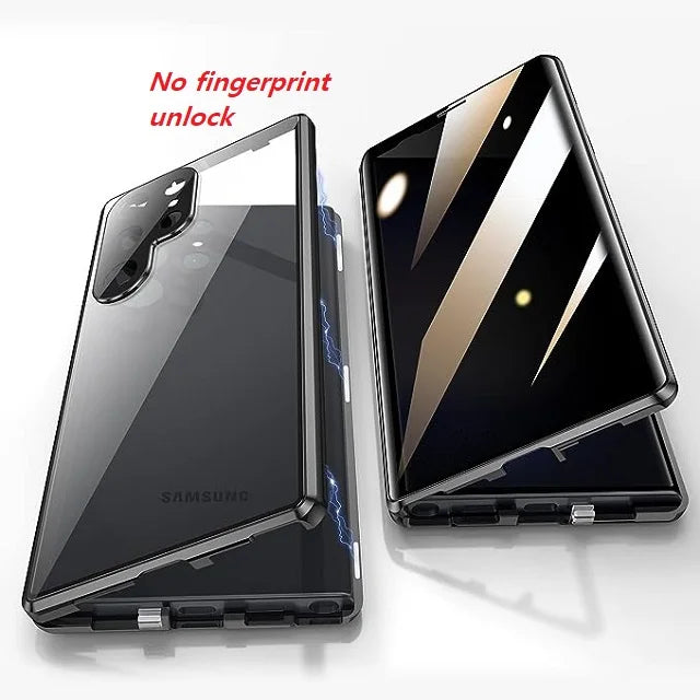 Metallic double-sided magnetic privacy cover by Corporación Turística, showing a sleek, secure design with magnetic edges.