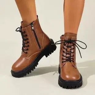 Botas de mujer de alta calidad, botas cortas de cuero cha...
