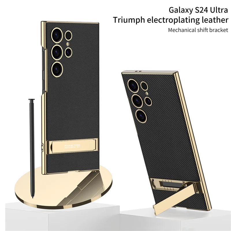 Rigid protective case with stand and cork lining from Corporación Turística, designed for durable device protection.