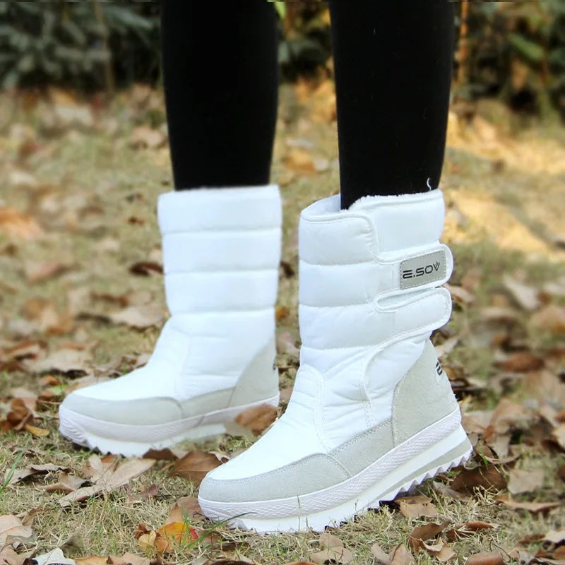 Botas de nieve gruesas de invierno para mujer, botas cáli...
