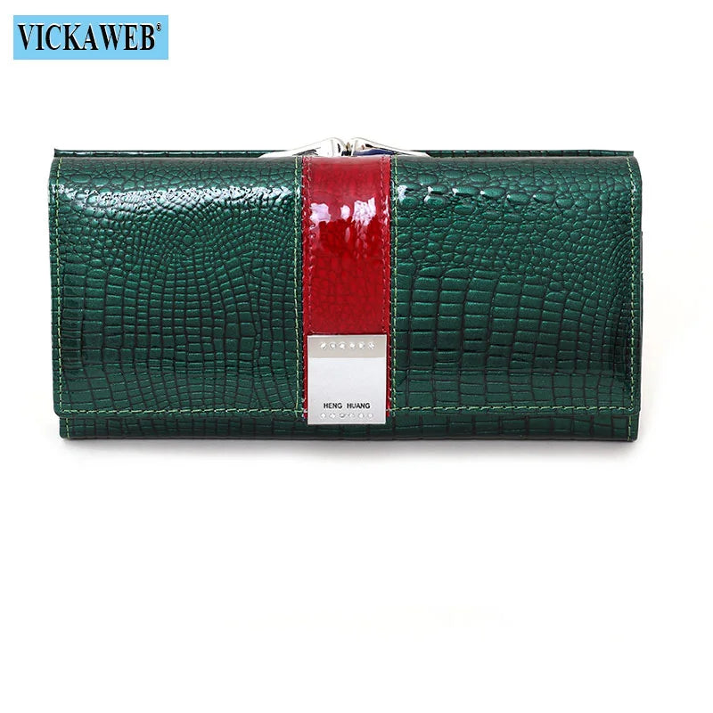 Long leather wallet by Corporación Turística featuring a glossy patent finish, designed for stylish organization.