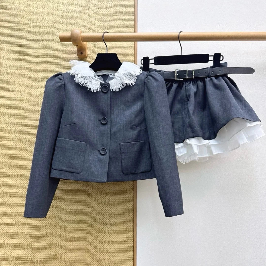 Conjunto de Falda de Tul Multicapa y Chaqueta de Manga Ab...