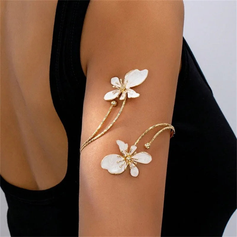 Brazalete bohemio de esmalte floral para mujer, brazalete...