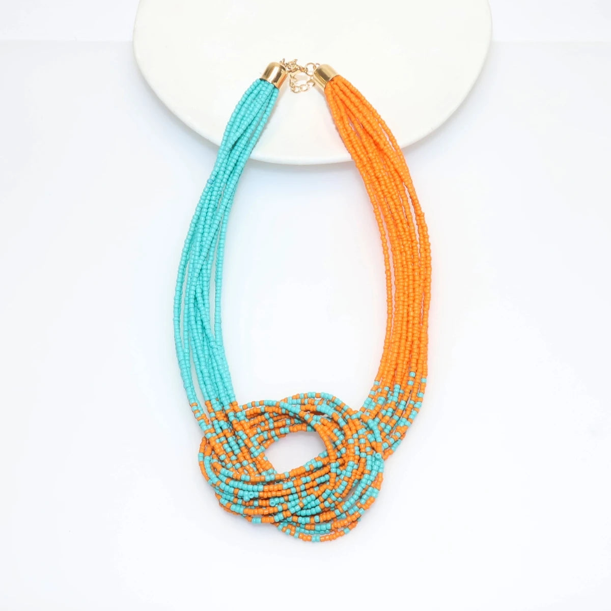 Ethnic-style rice bead necklace, single piece, handcrafted jewelry with colorful rice beads, by Corporación Turística.