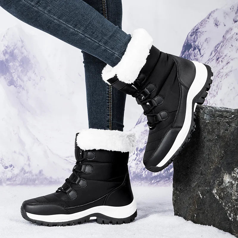 Botas de nieve de algodón hasta el tobillo de alta calida...
