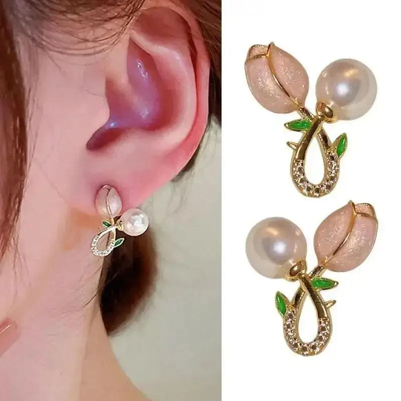 Pendientes de cisne de cristal hueco de aguja de plata 92...