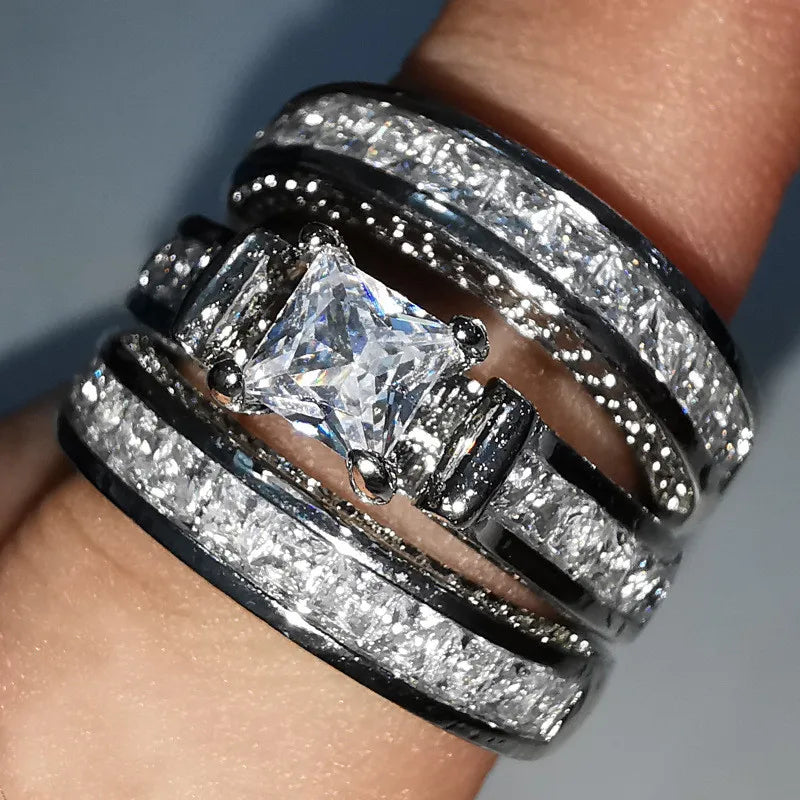 Anillos de Plata de Ley 925 de Moda, Juego de 3 Piezas pa...