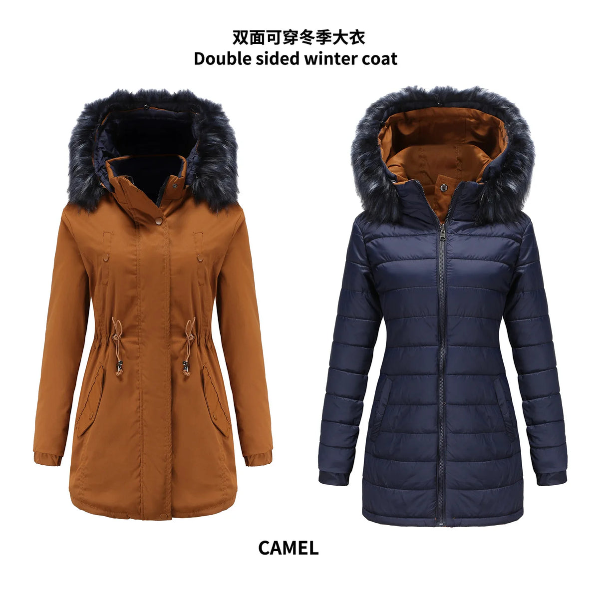 KIDCRKJ Chaqueta de invierno para mujer, de doble cara, c...