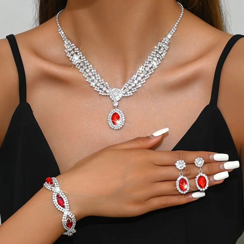 Elegante conjunto de joyería nupcial, collar, pendientes ...
