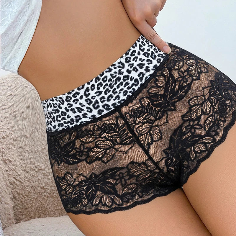 Lingerie BZEL women's lace cut-out calzones de encaje, comfortable and stylish undergarments in black.