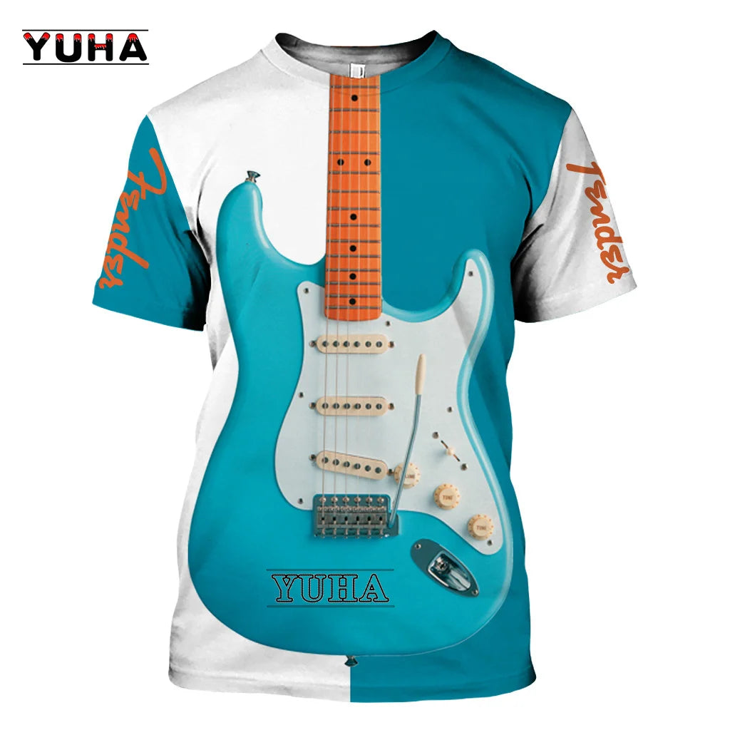 Camiseta Jazz Saxofón 3D Estampado Verano Hombre Manga Corta