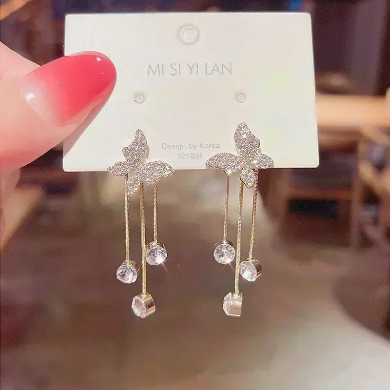Nuevos pendientes cuadrados de circonita de cristal marró...