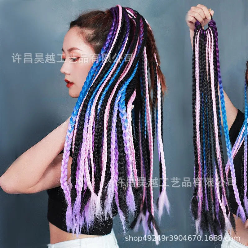 Trenzas de pelo falso de tres hebras con gradiente colori...