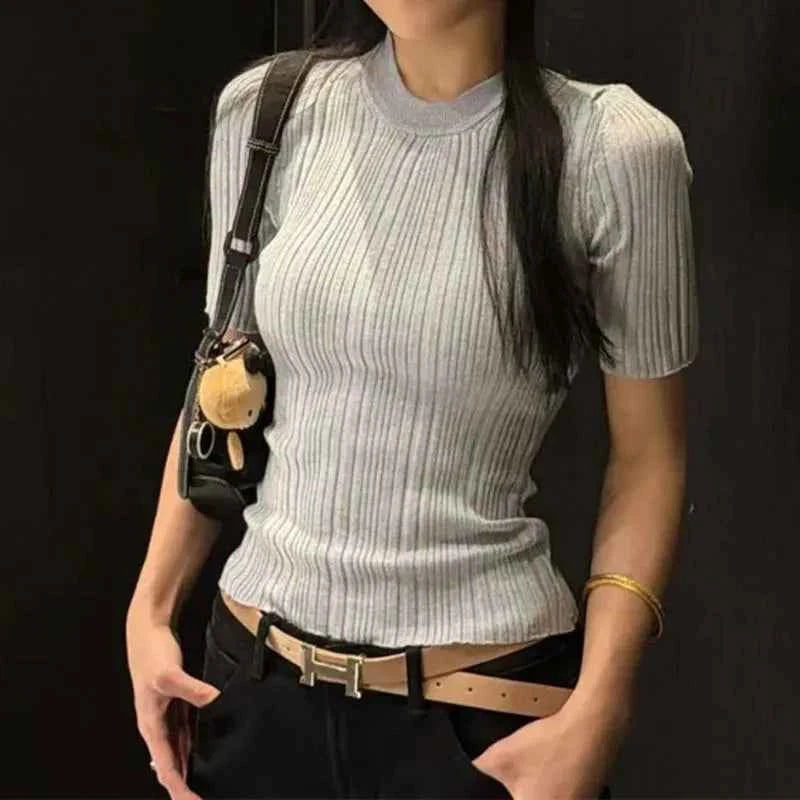 Blusa Punto Verano Mujer Cuello Redondo SURE XIAO STORY Casual