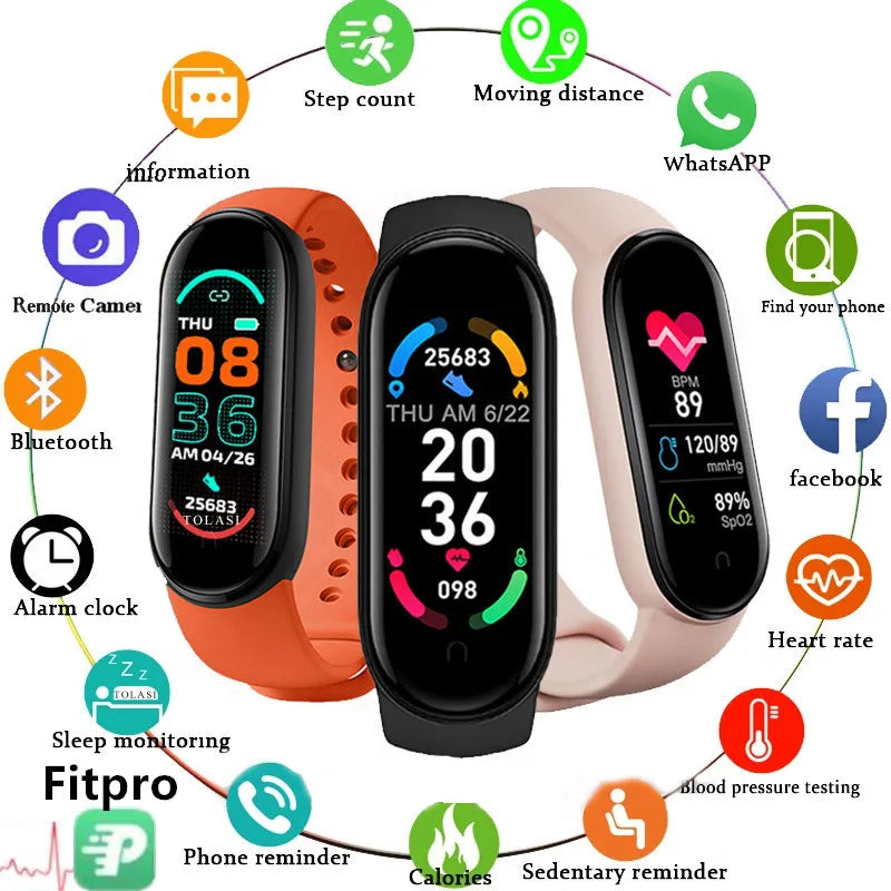 Reloj inteligente M6 para hombre y mujer, pulsera deporti...