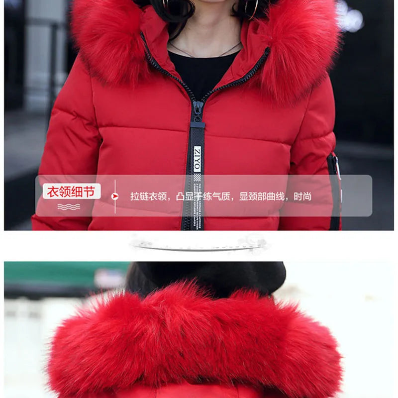 Abrigo parka de invierno para mujer con cuello de piel y ...