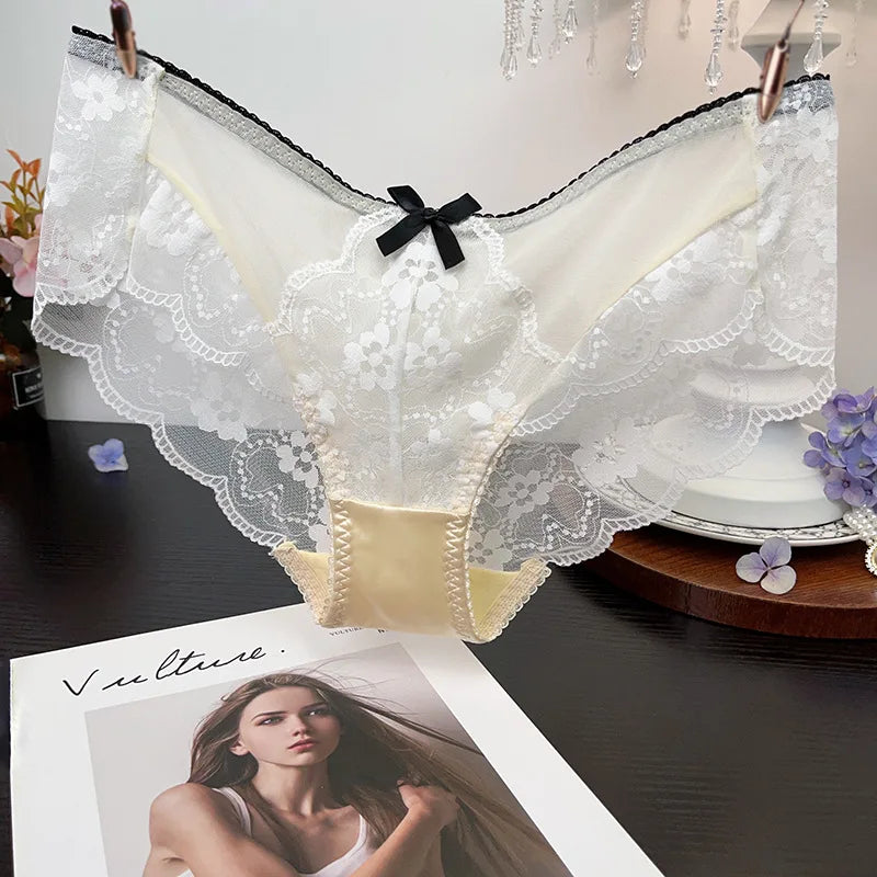 Set of 3 fashionable embroidered lace underwear from Corporación Turística, featuring delicate lace details and comfortable fit.