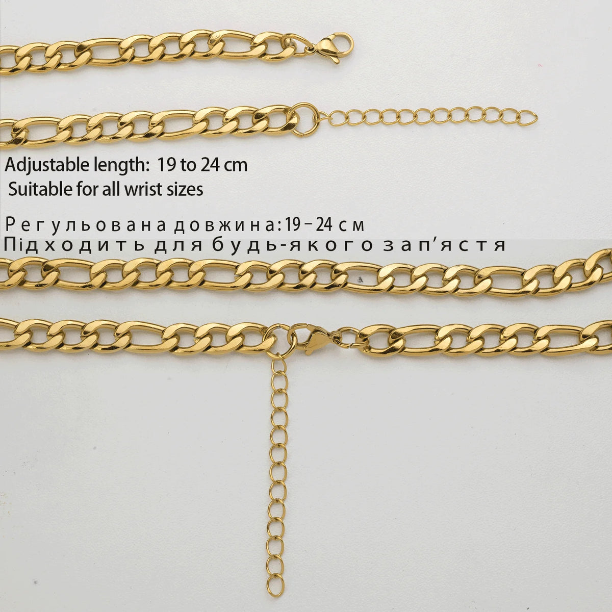 Pulsera Figaro Ajustable para Hombre y Mujer, Color Dorad...