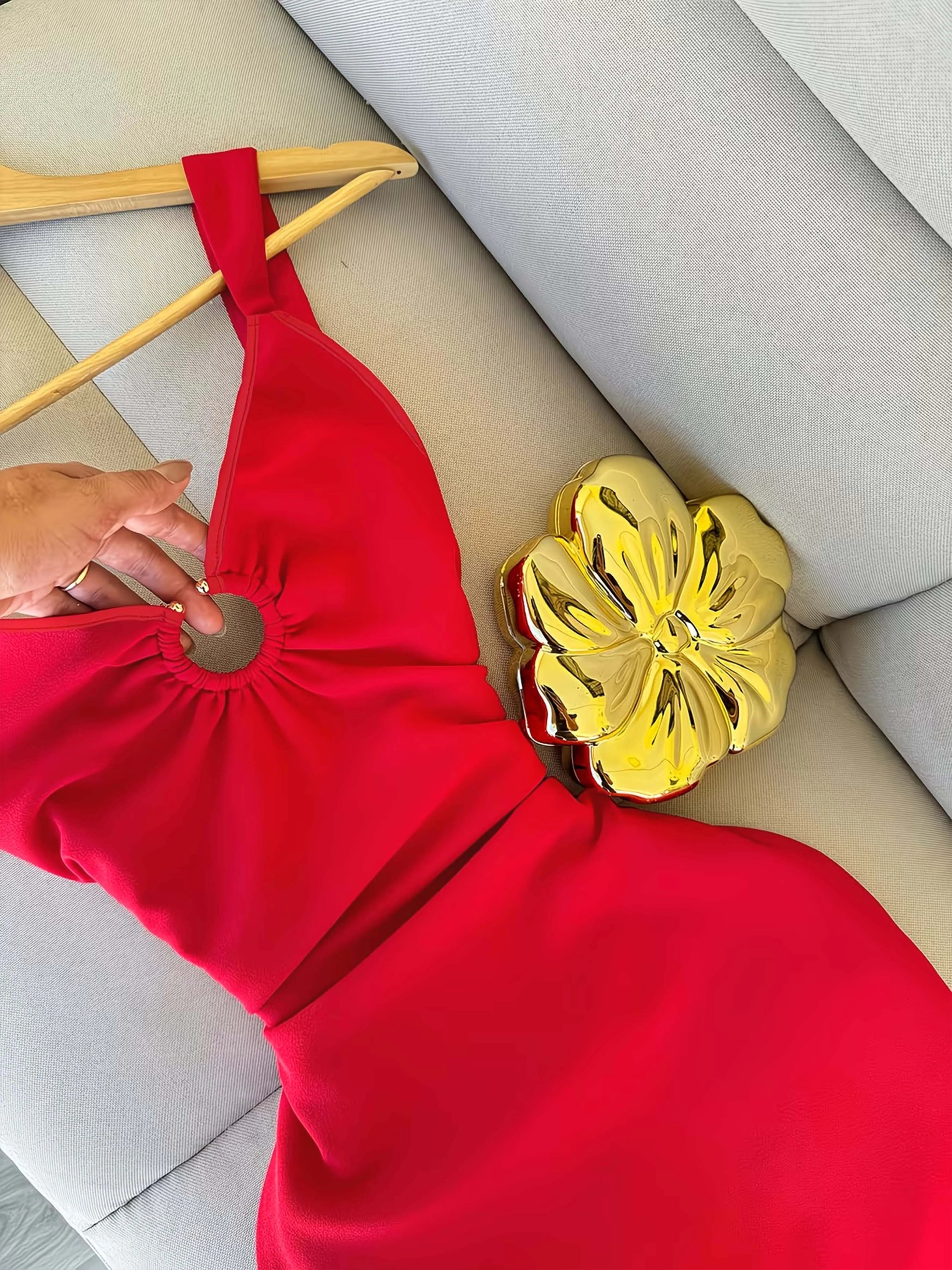 Vestido de Mujer para las Cuatro Estaciones, Color Sólido...