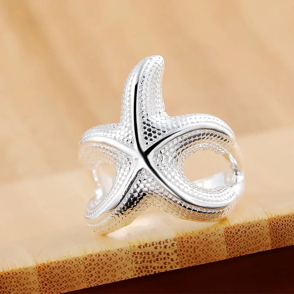 Anillos de estrella de mar grandes finos de Plata de Ley ...