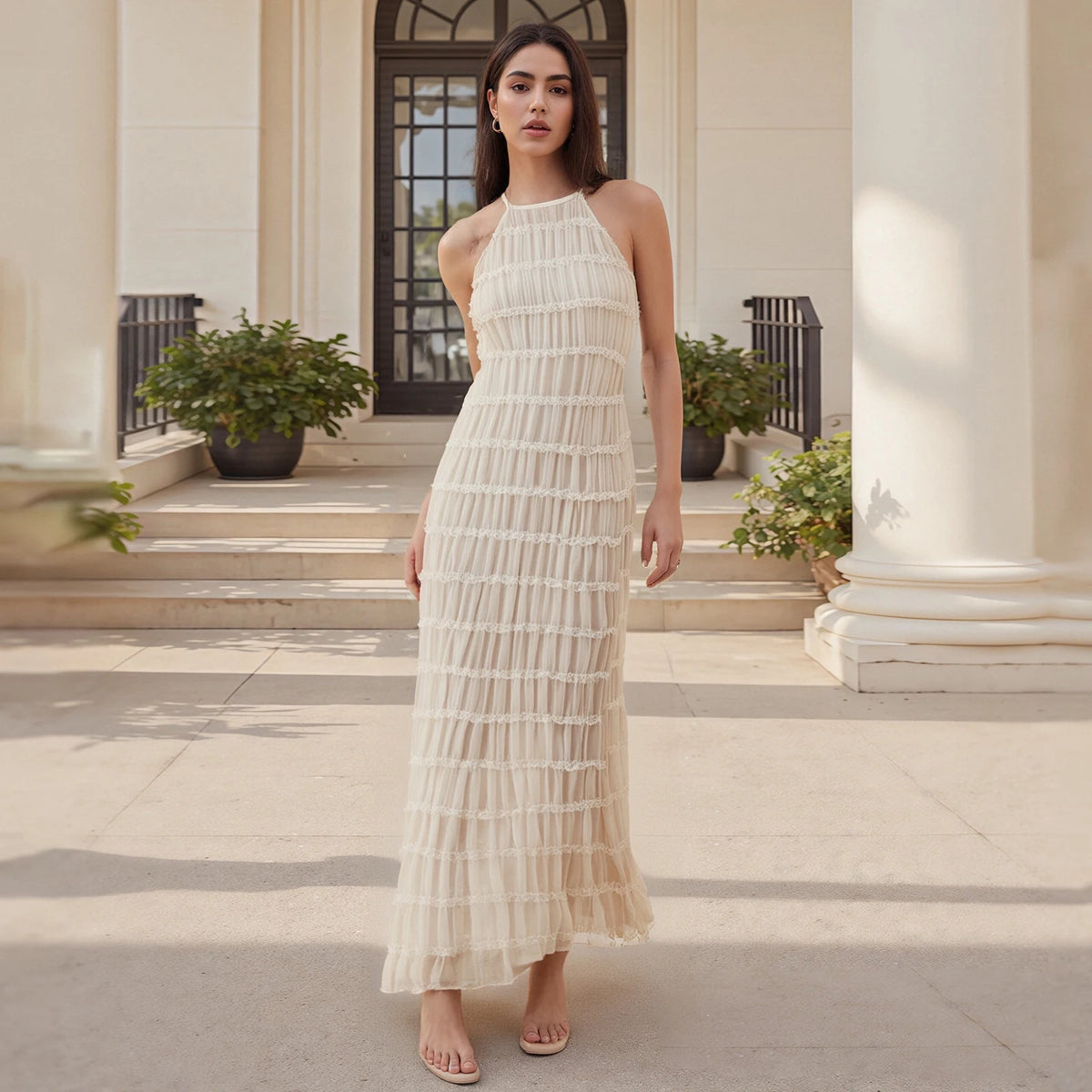 Vestido de cóctel fruncido elegante para mujer, vestido l...