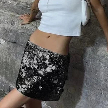 Falda Brillante de Lentejuelas para Mujer, Estilo Casual,...