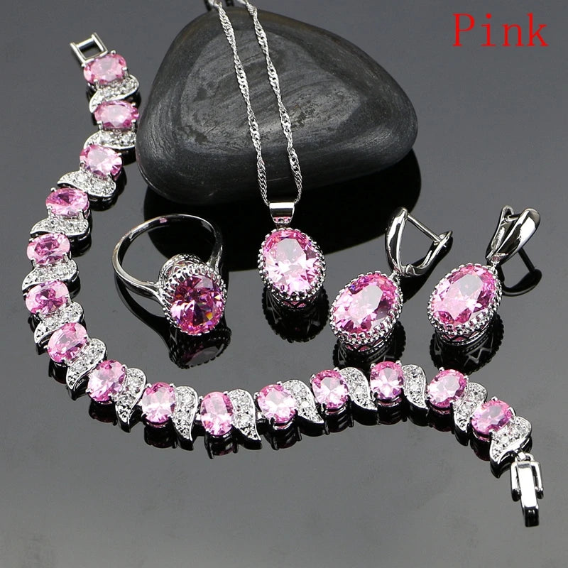 Conjunto de joyas de plata 925 Natural para mujer, pendie...