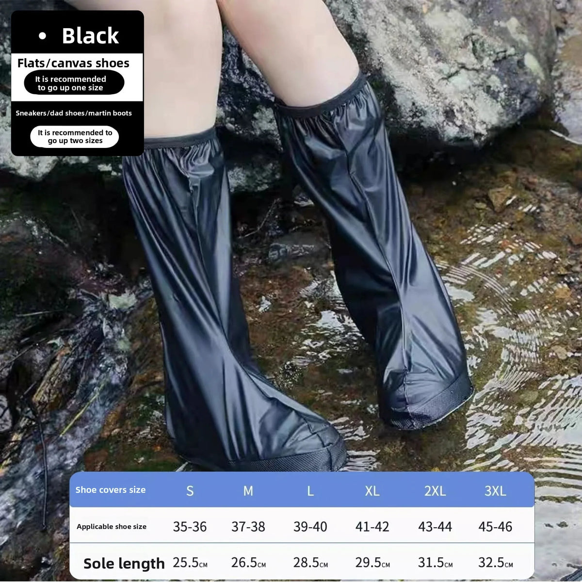 Thick disposable waterproof shoe cover by Corporación Turística, designed to protect footwear from dirt and moisture.