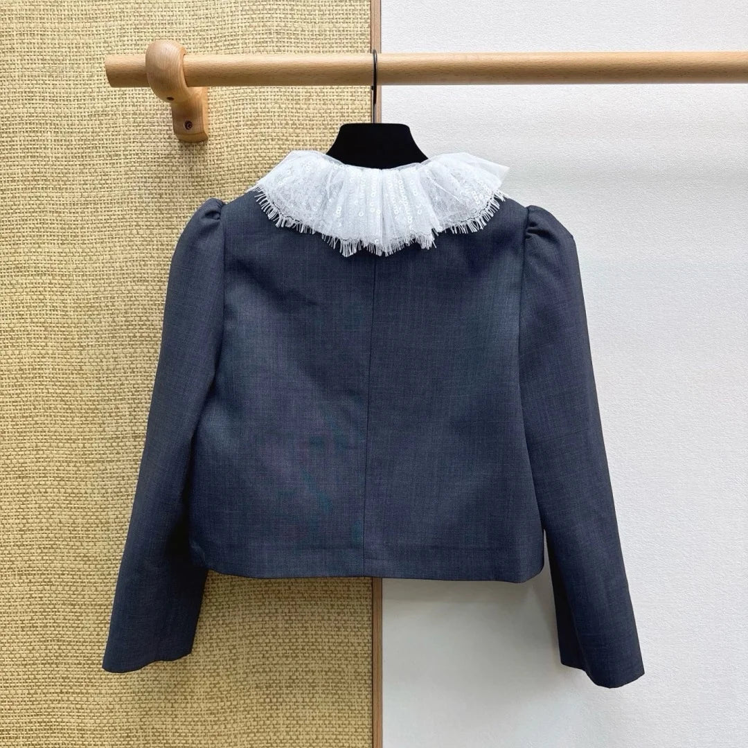 Conjunto de Falda de Tul Multicapa y Chaqueta de Manga Ab...
