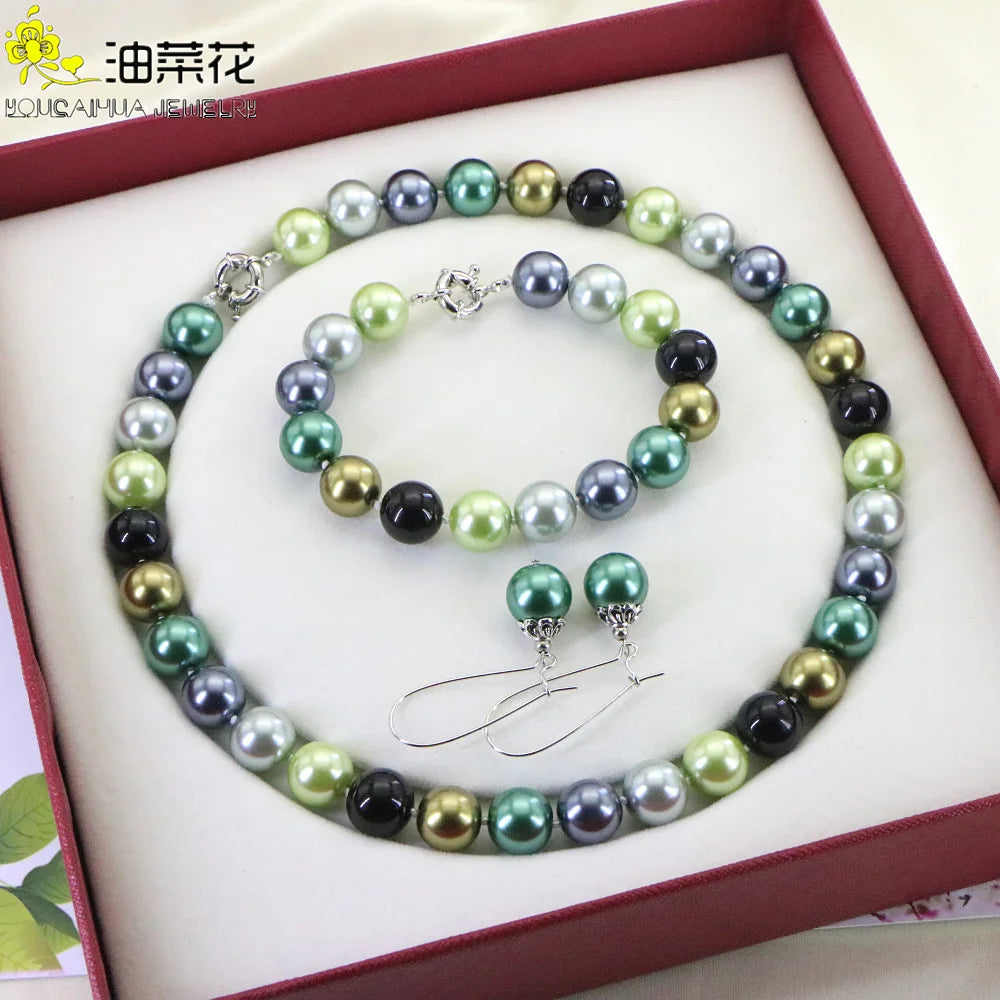 Conjunto de collar y pulsera con cuentas redondas de conc...