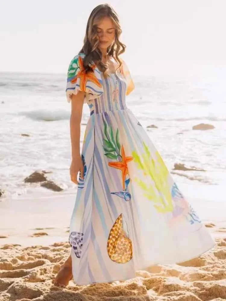 Vestido Maxi de Playa Estampado 2026 | Fansumgo | Estilo Bata
