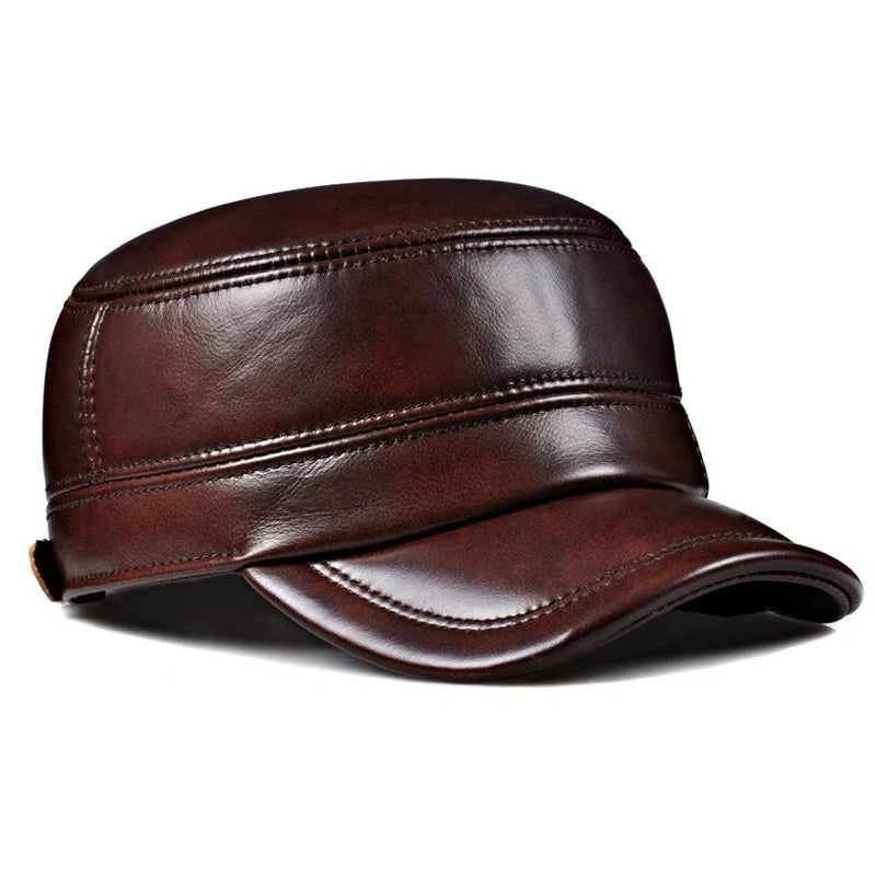 Gorra Cuero Invierno LKSORLI - Cálida Elegante Militar Vintage - Corporación Turística