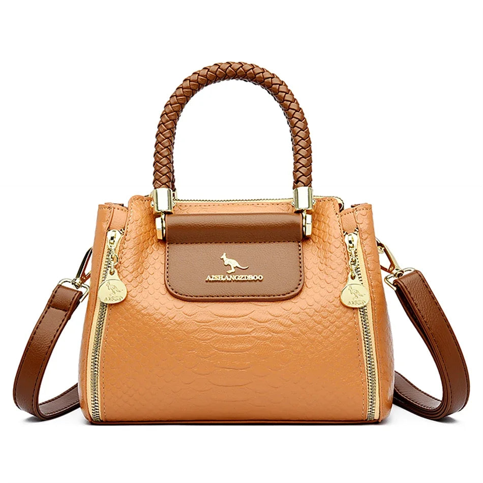 Soft leather crossbody bag for women, stylish tote from Corporación Turística with adjustable strap and spacious interior.