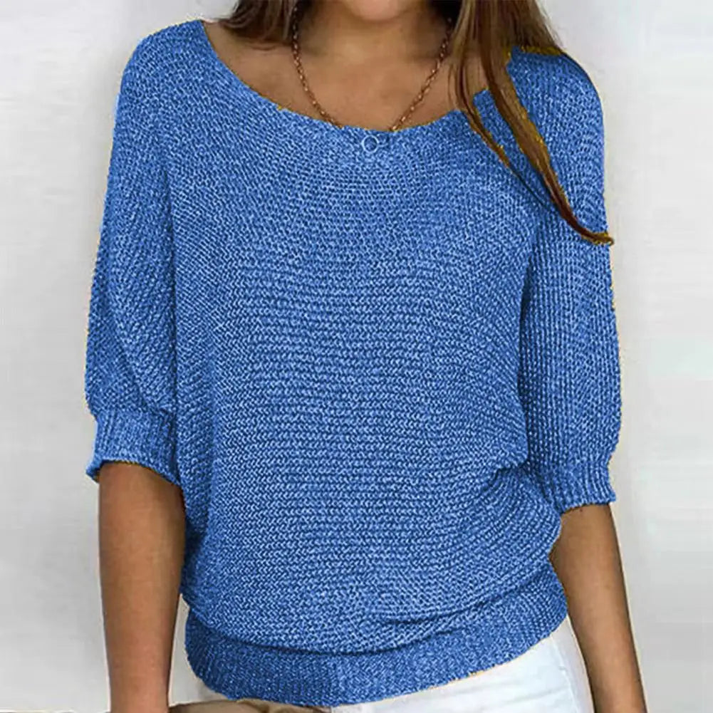 Solid color women's jersey sweater by Corporación Turística, showcasing a cozy, stylish knit garment for women.