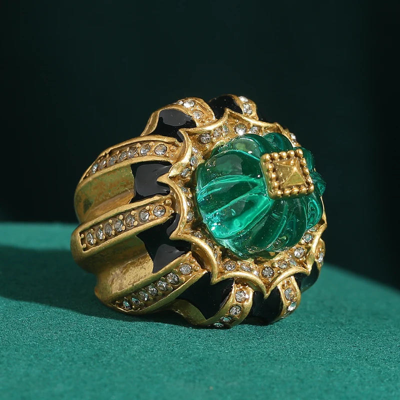 Anillos Vintage para Mujer, Resina Verde Calabaza, Color ...