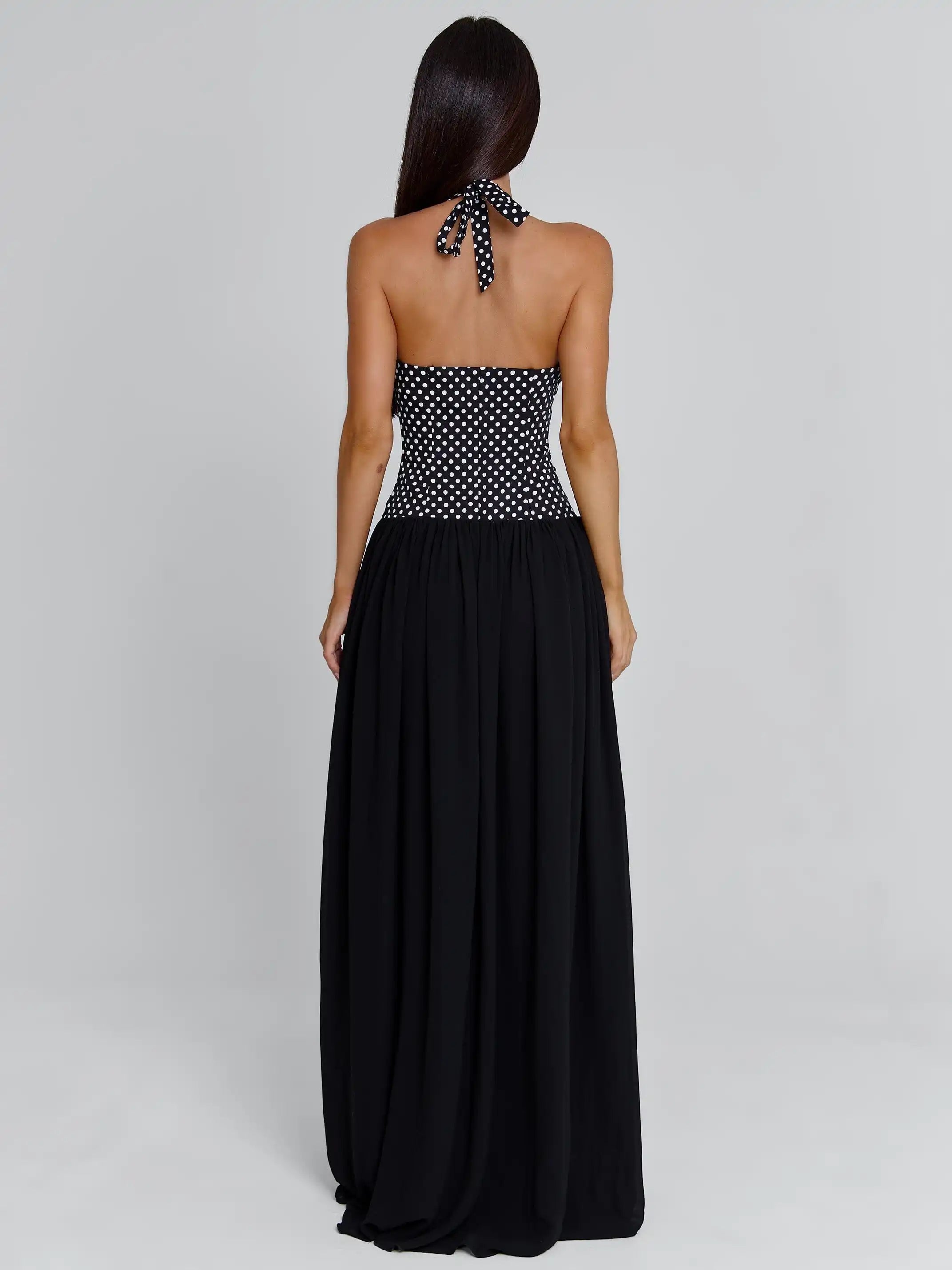 Vestido de fiesta elegante sin mangas con cuello halter p...