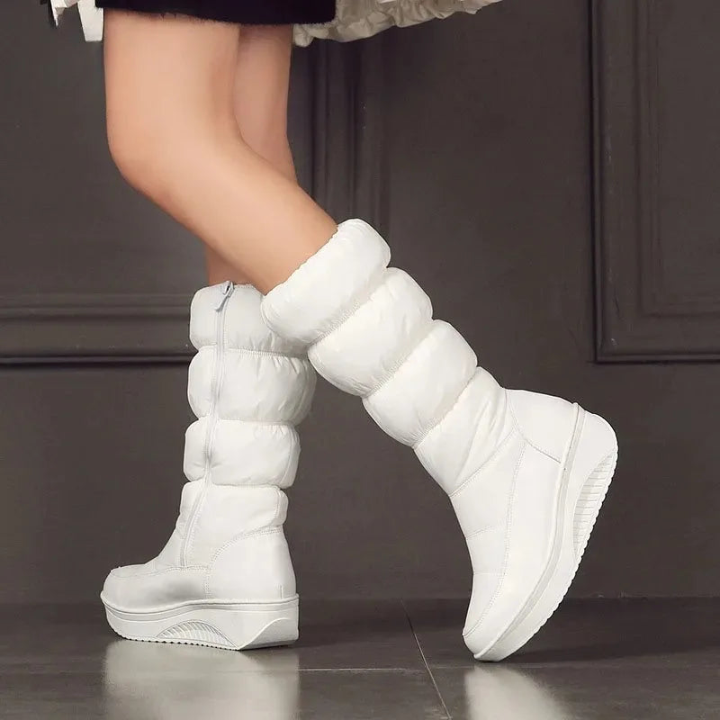 Botas de nieve impermeables para mujer, botas con platafo...