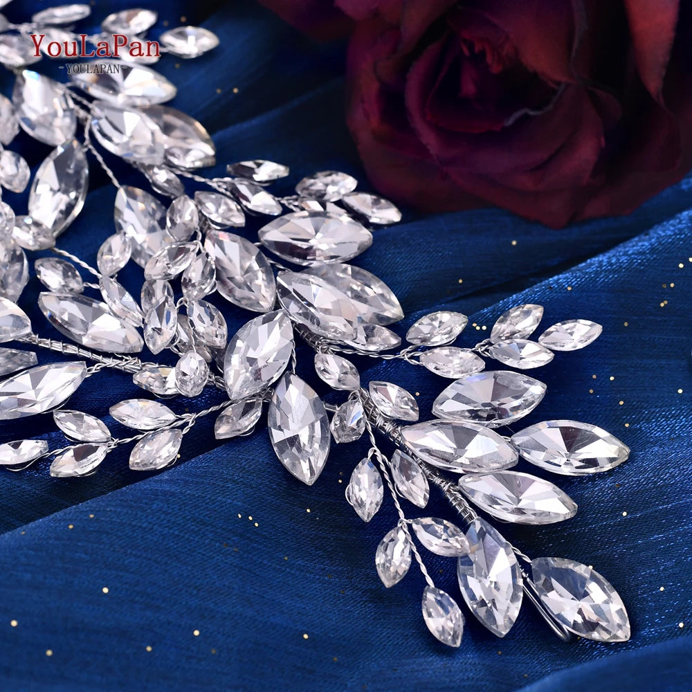 Handmade YouLaPan imitation diamond belt with sparkling faux gemstones, featuring a stylish design for elegant wear.